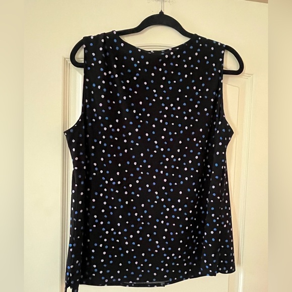 Roz & Ali Navy Polka Dot Women's Blouse Size Large - Picture 5 of 16